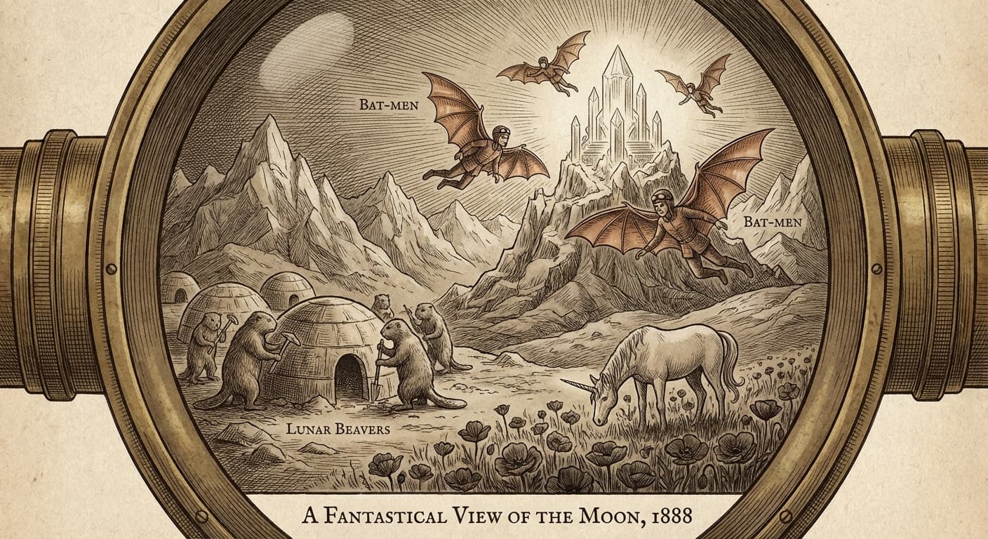 The Great Moon Hoax of 1835: When Bat-Men Ruled the Headlines